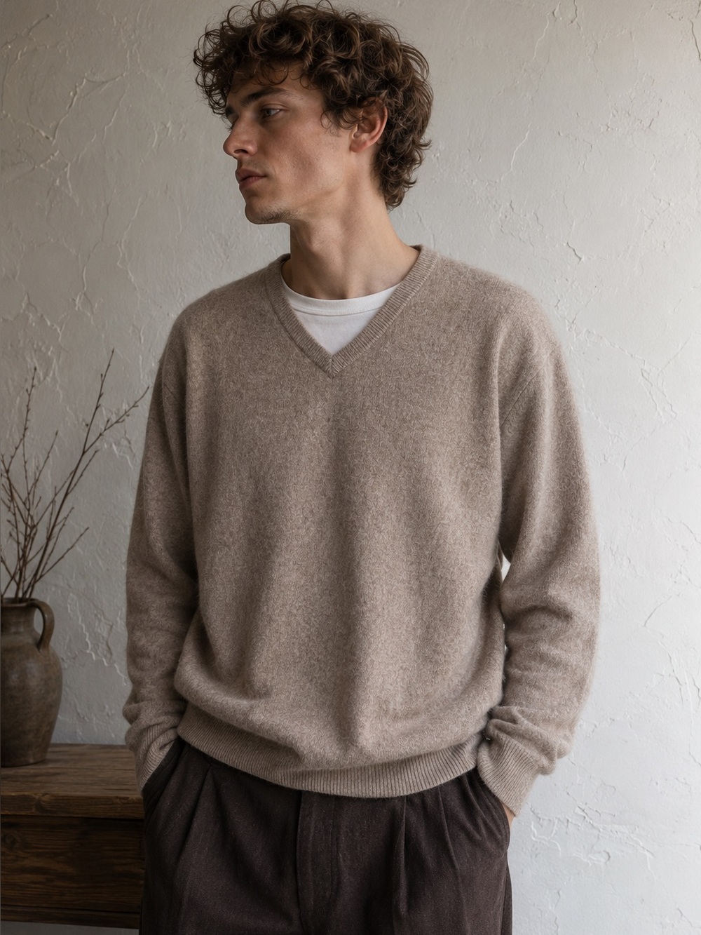 Nordstrom 100% Cashmere High V Neck Sweater Quiet Luxury Old Money